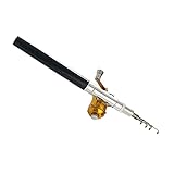 Tgoon Pen Angelrute, Baitcaster-Rolle, Taschen-Angelrute, Mini-Stift, Angelrolle, tragbar, Teleskop-Angelstift, Angelrolle mit Angelrolle für Süßwasserfische (schwarz)