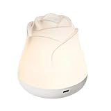 Generisch Rose Nightlight for Girls Bedroom, Led Rose Table Lamp, 4.13x3.78 Inches Flower Lamp Energy Efficient, White Rechargeable Rose Light, Floral Led Night Lights, Abs
