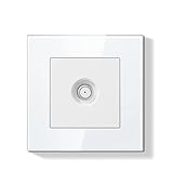 1 PCS E-Serie mechanischer Tastenschalter 1/2 Gang Lichtschalter Wand EU-Buchse ST TV-Buchse Glasscheibenschalter mit LED-Anzeige(Satellite Socket)