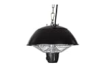 Perel Terrassen-Heizstrahler, 600 W, Halogen, Deckenmontage, Ein-/Ausschalter, Kette, 1 Heizstufe, spritzwassergeschützt, Metall, Schwarz