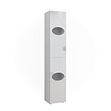 Vicco Wäscheschrank Irma, Badezimmerhochschrank, Weiß, 37.2 x 192 cm