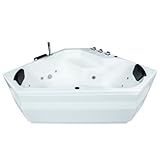 Basera® BASIC Indoor Eck-Whirlpool Badewanne Capri 145 x 145 cm mit 12 Massagedüsen, Wasserfall, LED-Ambiente