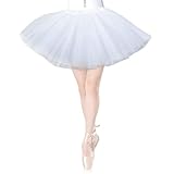 Kurzes Tutu für Damen, Tanz-Tutu aus Tüll, Minirock für Damen, weißer Rock, Tanzrock für Erwachsene, weißes Tanzkostüm, dehnbares, glamouröses Tutu, geeignet für Kostüm, Tanz, Urlaub, Party, Geburtsta