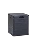 MA MAISON Aufbewahrungsbox für den Garten, 90 Liter, Holzoptik, Aufbewahrungsbox aus Kunstharz, Anthrazit, Maße 42,5 x 44 x 50 cm, für den Außenbereich und Innenbereich, UV-beständig