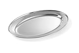 HENDI Serviertablett, Oval, Catering, Sandwichplatte, Tablett Edelstahl, 300x220x(H) 20mm, Edelstahl