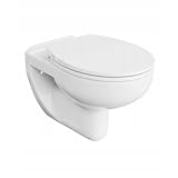 VBChome Hänge-WC Spülrandloses aus Keramik mit Toilettendeckel WC-Sitz Absenkautomatik Rimless SoftClose-Funktion Tiefspüler Toilette Oval Form Wand WC