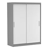 Fabryka Mebli Idźczak Kleiderschrank, Wohnzimmerschrank - Grau/Weiß Schwebetürenschrank, Schlafzimmerschrank - ‎61 x 150 x 200 cm - Schrank für Schlafzimmer, Wohnzimmer, Garderobe, modern