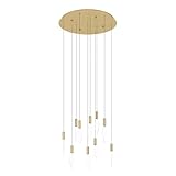 EGLO LED Pendellampe Mirador, elegante Pendelleuchte, Cluster Hängeleuchte aus Metall in Messing mit Elementen aus Acrylglas, Hängelampe warmweiß, Ø 58 cm