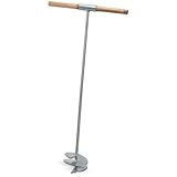 blizz-z Erdlochbohrer mit Doppelwendel, Ø 15 cm, bis 90 cm Bohrtiefe | Handerdbohrer, Erdbohrer, Pfahlbohrer, Pflanzbohrer mit Holz-Quergriff | Made in Germany