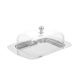 DOITOOL Edelstahl Butterdose mit Transparenter Abdeckung Butter Frischhalteteller mit Deckel Vielseitige Butter Käseplatte für Küche Platzsparender Butterbehälter für Haushalt und