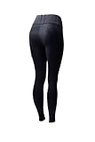 HORZE Sophia Damen Vollbesatz-Reitleggings – Elastische Reitleggings mit Silikon-Grip, Hoher Bund & Handytasche - Blau, 38