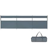 REDCAMP Windschutz für Camping, Heavy Duty Strand Sichtschutz mit Sichtfenster Stahlstangen Heringen Seilen, Outdoor Caravan Privacy Shield für Garten BBQ Picknick Lagerfeuer Holzkohlegrills, Grau