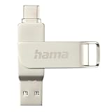 Hama USB Stick, 256GB, USB C 3.1/3.0, USB A (Speicherstick, USB Stick 3.0, USB 3.1, USB C Stick, Datenspeicher, USB A, klein, Ultra schnell, 100MB/s, Drehmechanismus, universal, Metall) Silber