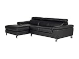 Vente-unique-Ecksofa Leder - Ecke Links - Schwarz - Mishima
