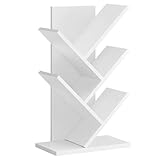 VASAGLE Bücherregal Baumform, Standregal 5 Ebenen, Eckregal platzsparend, Aufbewahrungsregal für Schlafzimmer, Wohnzimmer, Homeoffice, wolkenweiß LBC183T14