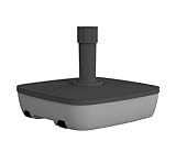 EDA - Sonnenschirmständer, 25 l, quadratisch, zum Befüllen mit Sand (40 kg) oder Wasser (25 kg) – mit Rollen für einfaches Verschieben – 49,5 x 49,5 x 14,5 cm – Dunkelgrau und Hellgrau