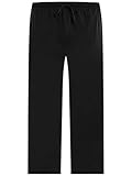 U2SKIIN Pyjamahose Herren lang 100% Baumwolle, Schlafhose Herren Schlafanzughose lang Pyjama Hose Schlafanzug Hose Freizeithose Haushose (Schwarz, L)