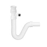 TEHNOEXPORT Flexibler Siphon 6/4' (38.10mm) x 32/40/50mm Wandadapter, für Küchenspüle, Spüllmaschine, mit Geräteanschluss, Geruchverschluss für Waschbecken, Ablaufschlauch, 100% Wasserdicht S00013/1