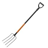 pokm toolsmarket – 4-Zinken Gartengabel mit Metallstiel & Gummigriff – Forke Dunggabel Spatengabel – Für Erde, Wurzeln & Harte Böden – Made in EU