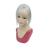 Körperpflege Haarteile for Frauen aus Echthaar, 360° 3D-Abdeckung, Haarteile mit dünnem Pony for Frauen Haarverlängerungen(20CM,SILVERY WHITE_5CM X 9CM)