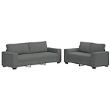 vidaXL 2-TLG. Sofagarnitur mit Kissen Dunkelgrau Stoff