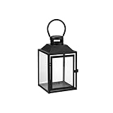 BUTLERS Windlicht Laterne Glas & Eisen Schwarz 24 cm -Lighthouse- Kerzenlaterne innen außen | Deko Hängelaterne Kerzenhalter | Gartenlaterne für Wohnzimmer Balkon Garten Terrasse