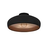EGLO Deckenlampe Mogano, 1 flammige Deckenleuchte Industrial, Vintage, aus Stahl, Wohnzimmerlampe in Schwarz, Kupfer, Küchenlampe, Flurlampe Decke mit E27 Fassung
