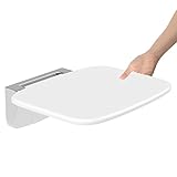 Heuffe Duschsitz Klappbar Wandmontage Duschklappsitz Klappsitz Dusche bis 200kg Badestuhl Duschhocker-Badhocker Hocker Duschstuhl für Senioren (Weiß)