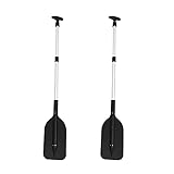 2 STÜCKE Teleskop Paddel Tragbare Verstellbare Länge Kanu Typ T Einziehbare Bootsruder Aluminiumlegierung Kajak Ruder Bootspaddel für Kanu Wassersport Schwarz