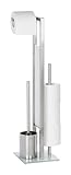 WENKO Stand WC-Garnitur Mod. Rivalta, mit integriertem Toilettenpapierhalter und WC-Bürstenhalter, in rostfreier Edelstahl-Qualität, 23 x 70 x 18 cm, Silber matt