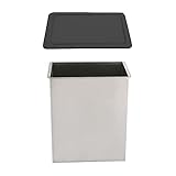 JKJZSALJ Einbau-Mülleimer mit Klappdeckel zum Ausgleichen, quadratisch, aus gebürstetem Edelstahl, mit drehbarem Deckel, für Werkbank, Restaurant, Bar