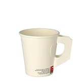 PAPSTAR 500 Pappbecher für Heißgetränke mit Henkel, 0,18 l Weiss Kaffee Glühweinbecher