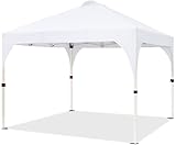Yaheetech Faltpavillon 3x3 m Pop up Pavillon Gartenpavillon, Stabil Höhenverstellbar Wasserdicht Sonnenschutz, mit Entlüftung Rolltragetasche, für Outdoor Markt Garten Hof, Weiß