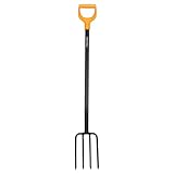 Fiskars Spatengabel für harte, steinige Böden, Mit 4 Zinken, Länge 120 cm, Hochwertige Stahl-Zinken/Kunststoff-Stiel, Schwarz/Orange, Solid, 1070673