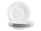 MÄSER Serie Arlona, Teller Set für 6 Personen, 6 Speiseteller aus Porzellan, zeitlos, elegant, Porzellan, weiß