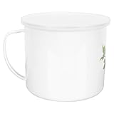 DIYEAH Großer Emaillierter Retro Becher mit Deckel Hitzebeständig Kreativer Haushaltsbecher für Tee Kaffee Saft Stilvoller Langlebiger Trinkbecher mit Großem Fassungsvermögen