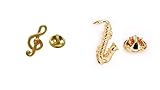 Generisch Gold Saxophon Brosche und Notenschlüssel Anstecker 2 Stück Set