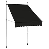 vidaXL Markise Einziehbar Handbetrieben Wasserabweisend Klemmmarkise Balkonmarkise Sonnenschutz Terrasse Balkon Garten 100cm Anthrazit