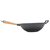 KUIDAMOS Gusseisen-Wok-Pfanne, Stabile Bratpfanne für Gas-Induktionsherd, Camping-Grill-Wok für den Heimgebrauch, 30 Cm