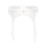 Frauen Spitze Strumpfgürtel Sexy Strapsgürtel Sets Mit 4 Riemen Für Oberschenkel Hohe Strümpfe(Weiss,XL)