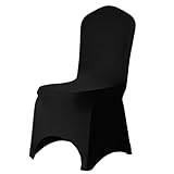 Trimming Shop Stuhlhussen, 220 g/m², Spandex, Stretch-Stoff, Premium-Qualität, Schonbezüge für Hochzeiten, Bankette, Zeremonien, Hotel, Esszimmer, Partys, Event-Dekoration (Schwarz, 4 Stück)