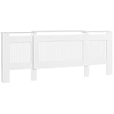 HOMCOM Heizkörperverkleidung ausziehbar Heizkörperabdeckung mit Ablage, Lamellen, Heizungsabdeckung Heizungsverkleidung Heizkörper Abdeckung 125-201 x 19 x 81,5 cm Weiß
