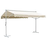 vidaXL Freistehende Markise Standmarkise Gartenmarkise Sonnenschutz Terrassenüberdachung Überdachung Garten Terrasse Balkon 500x300cm Creme