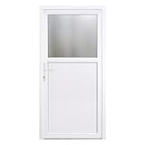 HORI® Haustür Kellertür Kunststoff Nebeneingangstür Komplettset Hauseingangstür, vielseitig einsetzbar für Keller, Garage und Nebeneingang I Farbe: weiß I DIN links I Modell: Light I 198 x 98 cm