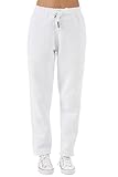 LOUIS LECLER Damen Jogginghose, Schwarz, Elastischer Bund mit Kordelzug, Baumwolle, Casual Sport (DE/NL/SE/PL, Alphanumerisch, XXL, Weiß)