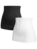 Herzmutter Bauchband-Tube-Nierenwärmer - 2er-Set - Baumwolle - Schwangerschaft-Umstandsmode - Rückenwärmer-Shirtverlängerung - 6300 (Schwarz/Weiß, L)