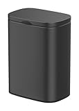 WENKO Wand-Kosmetikeimer Sare 5 Liter, Mülleimer mit Deckel und Easy-Close Absenkautomatik, Badezimmer-Eimer aus lackiertem Stahl zur Befestigung ohne bohren, 21,5 x 29,5 x 19 cm, Schwarz Matt