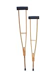 Perla Holzkrücken, Gehhilfen, Krücken für Erwachsene, Kinder, Verstellbare Krücke, Medizinbedarf, natürliche Farbe, Groß 128-136 cm