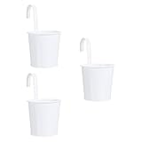 NUOBESTY 3 Stück Hängende Blumentöpfe Eisen Eimer mit Ablauflöchern Balkon Hängetopf Rustikaler Blumenhalter für Innen Außen Geländer Pflanztopf Dekoration