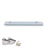 Euro Tische Glas Wandregal 70x17.8cm Badregal - Glas Regal für Badezimmer in verschiedenen Größen - Duschregal mit 6mm ESG Sicherheitsglas and Metallhaltern Montiert (Klar)